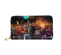 LHCVSFGW Leather Wallet for Women Men Bifold Wallet Ultra Slim Credit Card Holder Colorful Music Notes Ladies Clutch Purse, Black, One Size