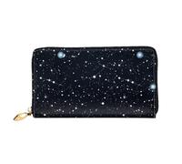 LHCVSFGW Leather Wallet for Women Men Bifold Wallet Ultra Slim Credit Card Holder Constellations and stars pattern Ladies Clutch Purse, Black, One Size
