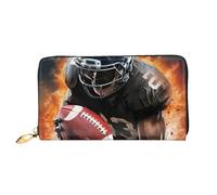 LHCVSFGW Leather Wallet for Women Men Bifold Wallet Ultra Slim Credit Card Holder Cool American Football Ladies Clutch Purse, Black, One Size