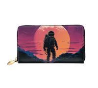 LHCVSFGW Leather Wallet for Women Men Bifold Wallet Ultra Slim Credit Card Holder Cool Astronaut Ladies Clutch Purse, Black, One Size