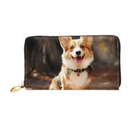 LHCVSFGW Leather Wallet for Women Men Bifold Wallet Ultra Slim Credit Card Holder Corgi Dog Ladies Clutch Purse, Black, One Size