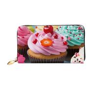 LHCVSFGW Leather Wallet for Women Men Bifold Wallet Ultra Slim Credit Card Holder Cupcake Ladies Clutch Purse, Black, One Size
