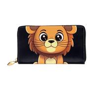 LHCVSFGW Leather Wallet for Women Men Bifold Wallet Ultra Slim Credit Card Holder Cute cartoon lion Ladies Clutch Purse, Black, One Size