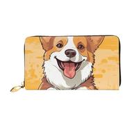 LHCVSFGW Leather Wallet for Women Men Bifold Wallet Ultra Slim Credit Card Holder Cute corgi dog Ladies Clutch Purse, Black, One Size