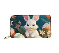 LHCVSFGW Leather Wallet for Women Men Bifold Wallet Ultra Slim Credit Card Holder Cute Easter Bunny Ladies Clutch Purse, Black, One Size, Black, One Size