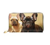 LHCVSFGW Leather Wallet for Women Men Bifold Wallet Ultra Slim Credit Card Holder Cute French Bulldog Graphics Ladies Clutch Purse, Black, One Size