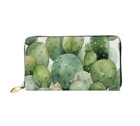 LHCVSFGW Leather Wallet for Women Men Bifold Wallet Ultra Slim Credit Card Holder Cute Watercolor Cactus Ladies Clutch Purse, Black, One Size