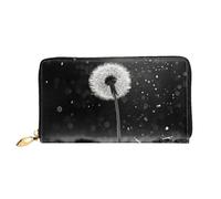 LHCVSFGW Leather Wallet for Women Men Bifold Wallet Ultra Slim Credit Card Holder Dandelion Black and White Ladies Clutch Purse, Black, One Size