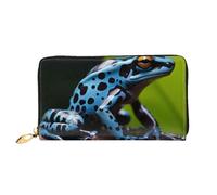 LHCVSFGW Leather Wallet for Women Men Bifold Wallet Ultra Slim Credit Card Holder Dart Frog Blue Ladies Clutch Purse, Black, One Size