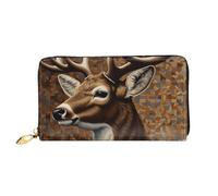 LHCVSFGW Leather Wallet for Women Men Bifold Wallet Ultra Slim Credit Card Holder Deer on brown background Ladies Clutch Purse, Black, One Size