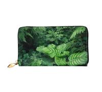 LHCVSFGW Leather Wallet for Women Men Bifold Wallet Ultra Slim Credit Card Holder Densely Growing Green Plants Ladies Clutch Purse, Black, One Size