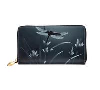LHCVSFGW Leather Wallet for Women Men Bifold Wallet Ultra Slim Credit Card Holder Dragonfly Silhouette Ladies Clutch Purse, Black, One Size