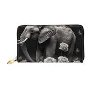 LHCVSFGW Leather Wallet for Women Men Bifold Wallet Ultra Slim Credit Card Holder Elephant and Butterfly Ladies Clutch Purse, Black, One Size