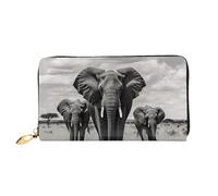 LHCVSFGW Leather Wallet for Women Men Bifold Wallet Ultra Slim Credit Card Holder Elephant Walking Ladies Clutch Purse, Black, One Size