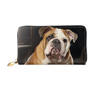 LHCVSFGW Leather Wallet for Women Men Bifold Wallet Ultra Slim Credit Card Holder English-Bulldog Ladies Clutch Purse, Black, One Size