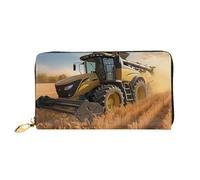 LHCVSFGW Leather Wallet for Women Men Bifold Wallet Ultra Slim Credit Card Holder Farm Tractor Harvest Ladies Clutch Purse, Black, One Size