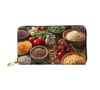 LHCVSFGW Leather Wallet for Women Men Bifold Wallet Ultra Slim Credit Card Holder Farmhouse Food Pictures Ladies Clutch Purse, Black, One Size