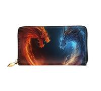 LHCVSFGW Leather Wallet for Women Men Bifold Wallet Ultra Slim Credit Card Holder Fire and ice dragons Ladies Clutch Purse, Black, One Size