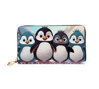 LHCVSFGW Leather Wallet for Women Men Bifold Wallet Ultra Slim Credit Card Holder Five cute penguins Ladies Clutch Purse, Black, One Size