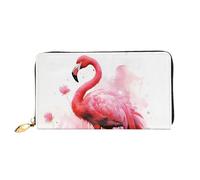 LHCVSFGW Leather Wallet for Women Men Bifold Wallet Ultra Slim Credit Card Holder Flamingo Watercolor Ladies Clutch Purse, Black, One Size