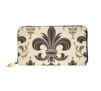 LHCVSFGW Leather Wallet for Women Men Bifold Wallet Ultra Slim Credit Card Holder Fleur-de-Lis and Coat Arms Knight Ladies Clutch Purse, Black, One Size