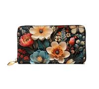 LHCVSFGW Leather Wallet for Women Men Bifold Wallet Ultra Slim Credit Card Holder Floral Pattern Ladies Clutch Purse, Black, One Size