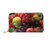 LHCVSFGW Leather Wallet for Women Men Bifold Wallet Ultra Slim Credit Card Holder Fresh fruits Ladies Clutch Purse, Black, One Size