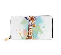 LHCVSFGW Leather Wallet for Women Men Bifold Wallet Ultra Slim Credit Card Holder Giraffe art illustration Ladies Clutch Purse, Black, One Size