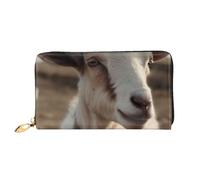 LHCVSFGW Leather Wallet for Women Men Bifold Wallet Ultra Slim Credit Card Holder Goat on Hillside Ladies Clutch Purse, Black, One Size