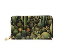 LHCVSFGW Leather Wallet for Women Men Bifold Wallet Ultra Slim Credit Card Holder Green Cactus Ladies Clutch Purse, Black, One Size