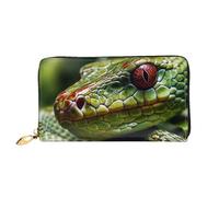LHCVSFGW Leather Wallet for Women Men Bifold Wallet Ultra Slim Credit Card Holder Green Snake Ladies Clutch Purse, Black, One Size