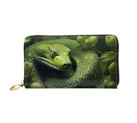 LHCVSFGW Leather Wallet for Women Men Bifold Wallet Ultra Slim Credit Card Holder Green Snake on Trees Ladies Clutch Purse, Black, One Size
