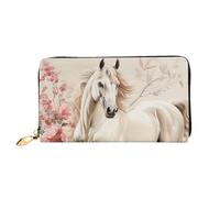LHCVSFGW Leather Wallet for Women Men Bifold Wallet Ultra Slim Credit Card Holder Horse Image Ladies Clutch Purse, Black, One Size