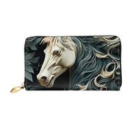 LHCVSFGW Leather Wallet for Women Men Bifold Wallet Ultra Slim Credit Card Holder Horse Pattern Ladies Clutch Purse, Black, One Size