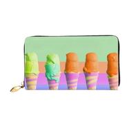 LHCVSFGW Leather Wallet for Women Men Bifold Wallet Ultra Slim Credit Card Holder Ice cream rainbow gradient Ladies Clutch Purse, Black, One Size