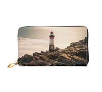 LHCVSFGW Leather Wallet for Women Men Bifold Wallet Ultra Slim Credit Card Holder Lighthouse Ladies Clutch Purse, Black, One Size