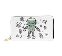 LHCVSFGW Leather Wallet for Women Men Bifold Wallet Ultra Slim Credit Card Holder Line robot Ladies Clutch Purse, Black, One Size