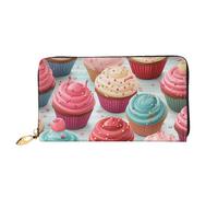 LHCVSFGW Leather Wallet for Women Men Bifold Wallet Ultra Slim Credit Card Holder Lollipop Cupcake Donut Ladies Clutch Purse, Black, One Size