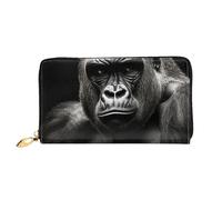 LHCVSFGW Leather Wallet for Women Men Bifold Wallet Ultra Slim Credit Card Holder Male Gorilla Ladies Clutch Purse, Black, One Size