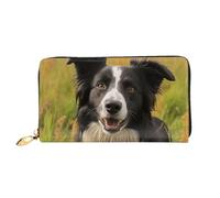 LHCVSFGW Leather Wallet for Women Men Bifold Wallet Ultra Slim Credit Card Holder Mohado Border Collie Dog Ladies Clutch Purse, Black, One Size
