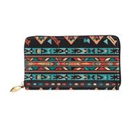 LHCVSFGW Leather Wallet for Women Men Bifold Wallet Ultra Slim Credit Card Holder Navajo tribal pattern Ladies Clutch Purse, Black, One Size