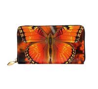 LHCVSFGW Leather Wallet for Women Men Bifold Wallet Ultra Slim Credit Card Holder Orange Butterfly Ladies Clutch Purse, Black, One Size