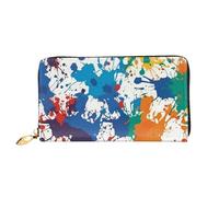 LHCVSFGW Leather Wallet for Women Men Bifold Wallet Ultra Slim Credit Card Holder Pattern of paint splatters Ladies Clutch Purse, Black, One Size