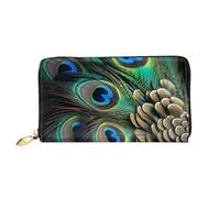 LHCVSFGW Leather Wallet for Women Men Bifold Wallet Ultra Slim Credit Card Holder Peacock Feather Ladies Clutch Purse, Black, One Size