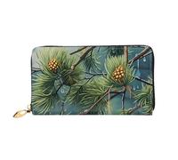LHCVSFGW Leather Wallet for Women Men Bifold Wallet Ultra Slim Credit Card Holder Pine Tree Raindrops Ladies Clutch Purse, Black, One Size
