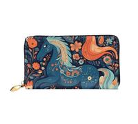 LHCVSFGW Leather Wallet for Women Men Bifold Wallet Ultra Slim Credit Card Holder Playful Pony Ladies Clutch Purse, Black, One Size