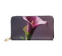 LHCVSFGW Leather Wallet for Women Men Bifold Wallet Ultra Slim Credit Card Holder Purple Calla Lily Ladies Clutch Purse, Black, One Size