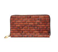 LHCVSFGW Leather Wallet for Women Men Bifold Wallet Ultra Slim Credit Card Holder Red brick wall Ladies Clutch Purse, Black, One Size