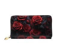 LHCVSFGW Leather Wallet for Women Men Bifold Wallet Ultra Slim Credit Card Holder Red Rose Photo Ladies Clutch Purse, Black, One Size