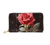 LHCVSFGW Leather Wallet for Women Men Bifold Wallet Ultra Slim Credit Card Holder Red Roses and Love Ladies Clutch Purse, Black, One Size